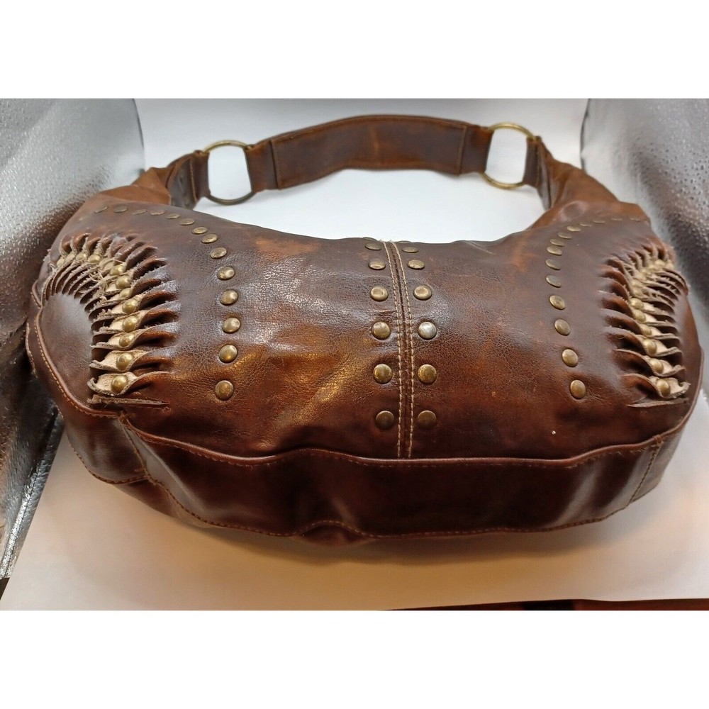 LARGE VINYL BROWN CUTE HOBO BAG-PURSE-HANDBAG